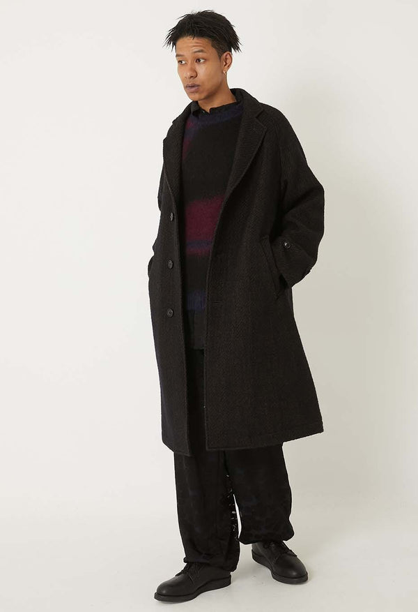 【 BLUE BLUE JAPAN 】ロービングツイード チェスターコート / Dark Navy