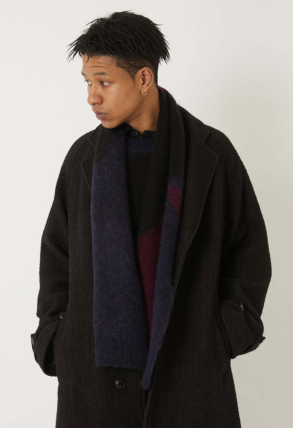 【 BLUE BLUE JAPAN 】シャギーグラデーション ニットマフラー / Dark Navy