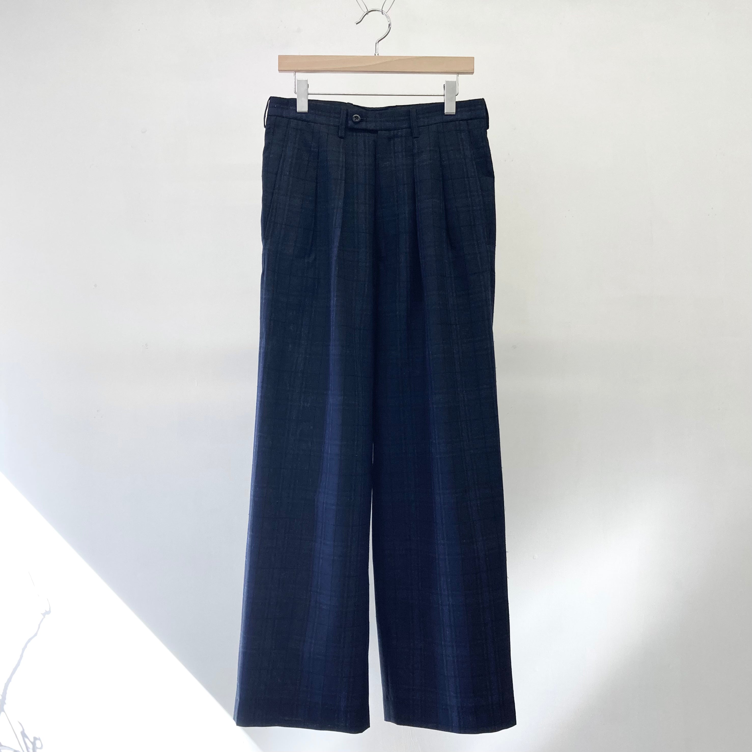 m's braque】TUCKED BAGGY PANTS / Navy Check – TOKIS m's braque】TUCKED BAGGY PANTS / Navy Check – TOKIS