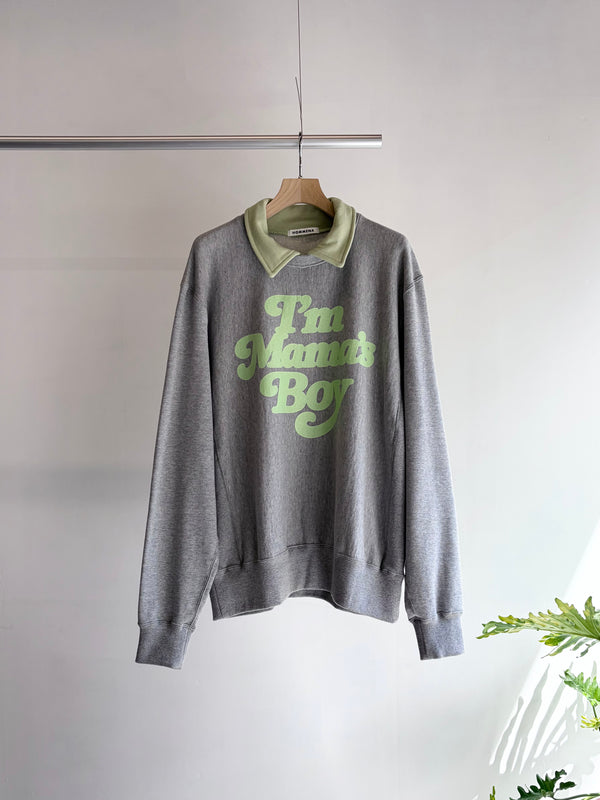 【 HOMMENA 】MAMA'S BOY LOGO SWEAT / Gray