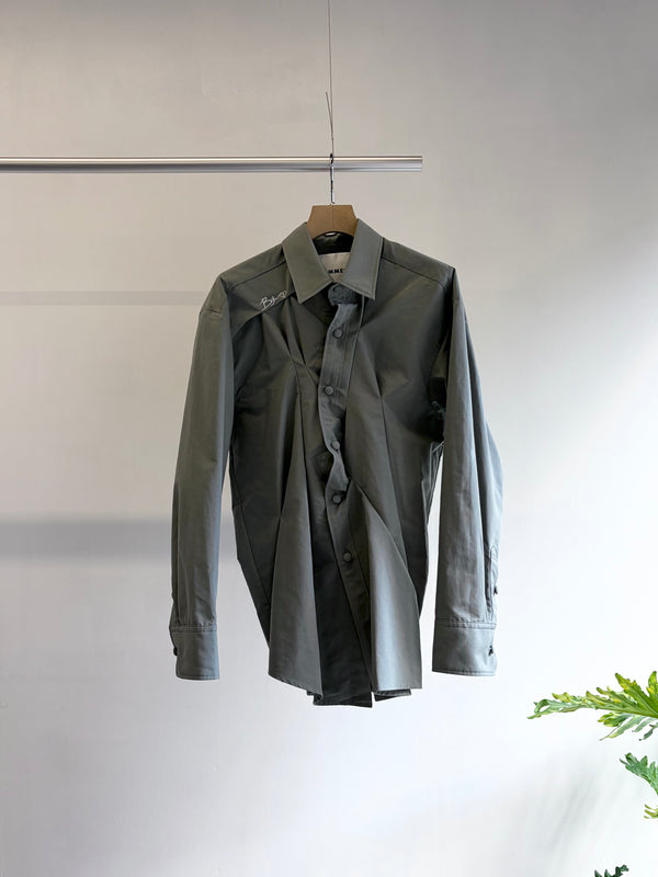 【 HOMMENA 】CRUMPED SHIRT / Green