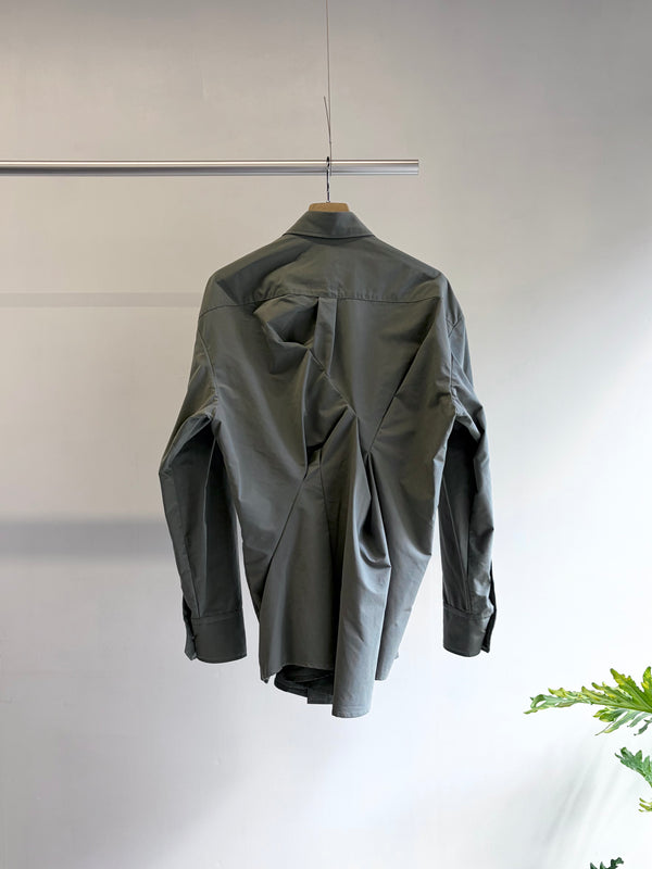【 HOMMENA 】CRUMPED SHIRT / Green
