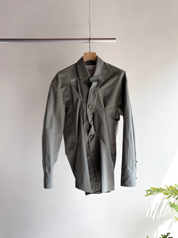 【 HOMMENA 】CRUMPED SHIRT / Green