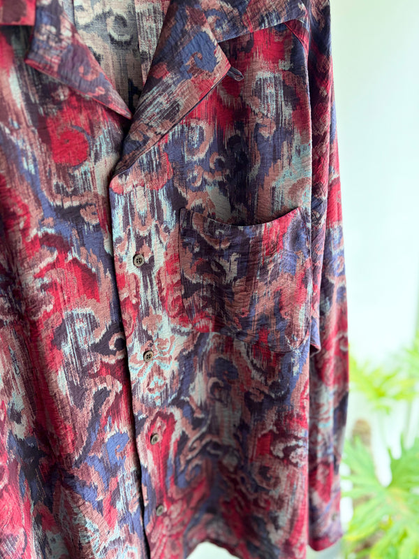 【m's braque】LONG SLEEVE ALOHA SHIRT / Smoked Paisley