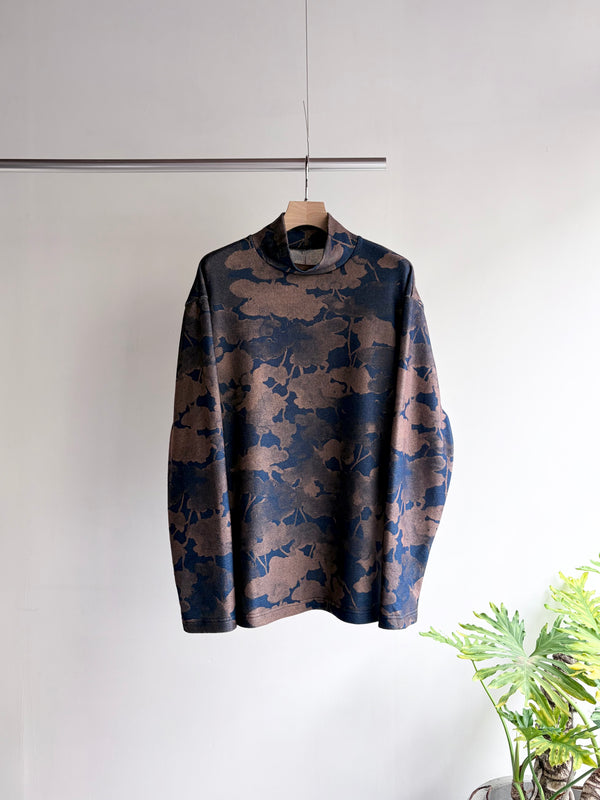【m's braque】HIGH NECK LONG SLEEVE PULLOVER / Sumi Floral Camo