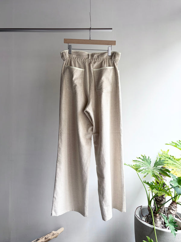 【m's braque】GATHERD WAIST WIDE PANTS / Ivory