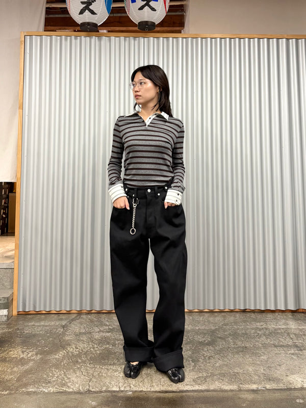【hobo】CARABINER CHAIN KEY RING - with HORSE LETHER - / Black