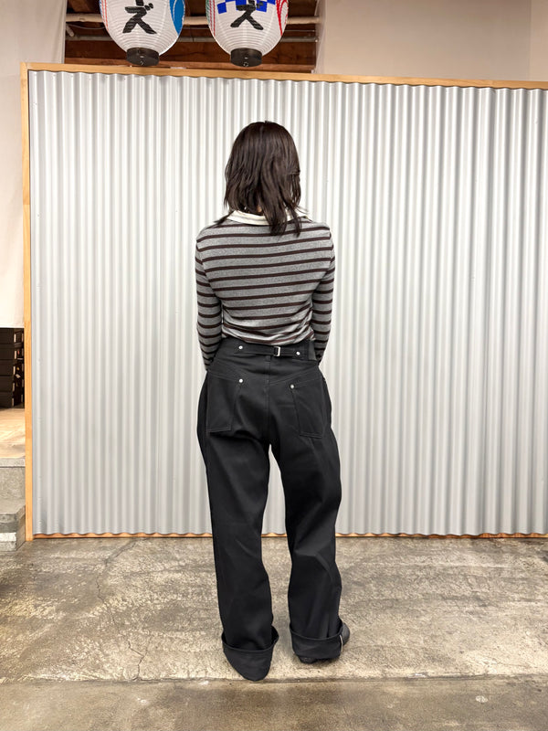 【 BALIA / バーリア 】BORDER SHIRT  / Grey × Brown