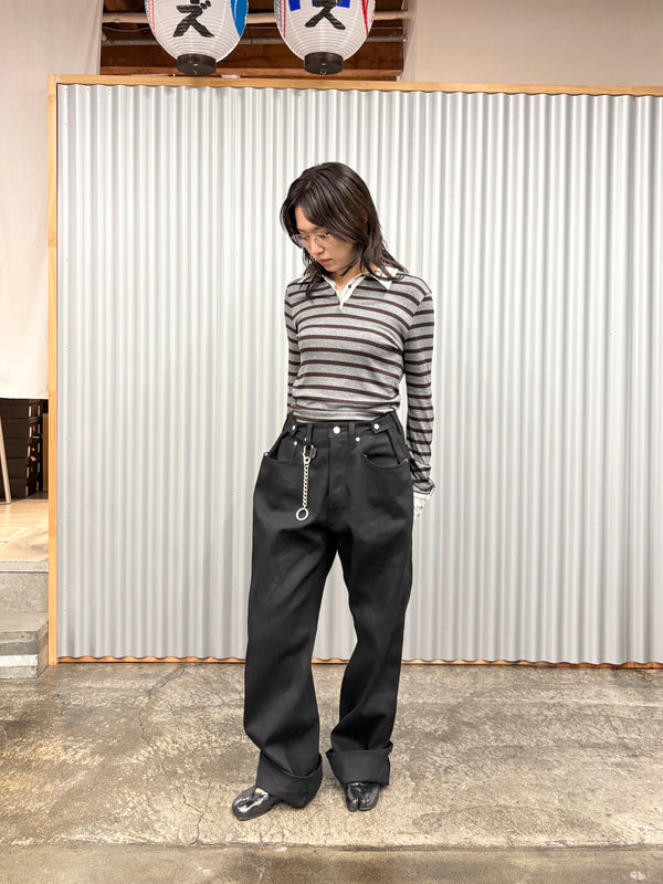 【hobo】CARABINER CHAIN KEY RING - with HORSE LETHER - / Black