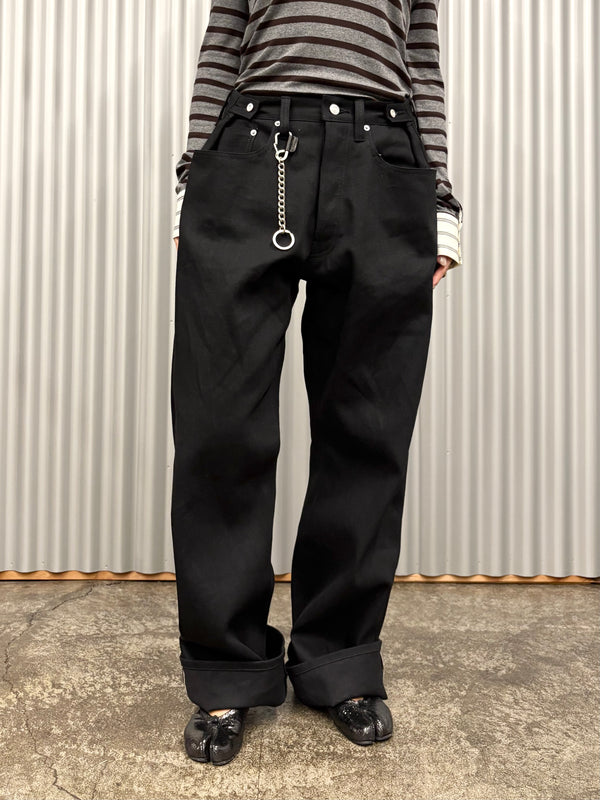 【hobo】CARABINER CHAIN KEY RING - with HORSE LETHER - / Black