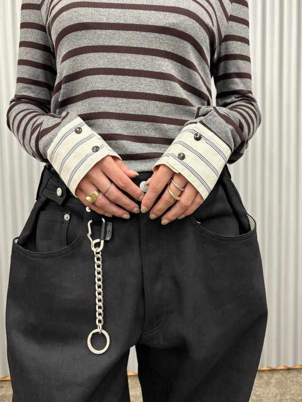 【hobo】CARABINER CHAIN KEY RING - with HORSE LETHER - / Black