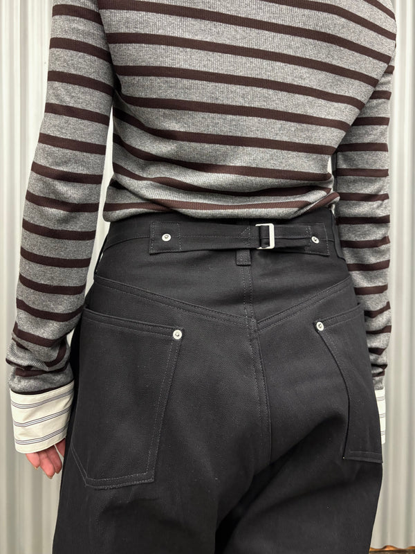【 BALIA / バーリア 】BORDER SHIRT  / Grey × Brown