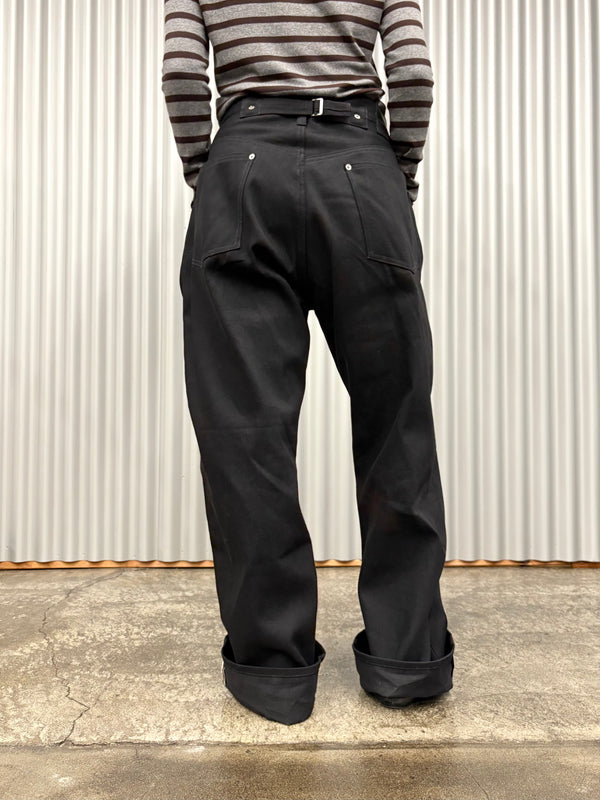 【ES : S】SUPER WIDE CINCH BACK JEANS / Black Rigid