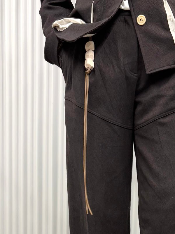 【hobo】GEOMETRIC WOOD BEADS KEY RING - with BRASS - / Brown