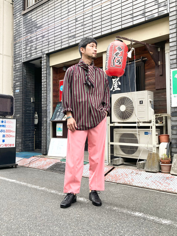 【frank leder / フランクリーダー】BAVARIAN MULTI STRIPED COTTON ALPINE DAIRYMAN SHIRT WITH SCARF / Red Stripe