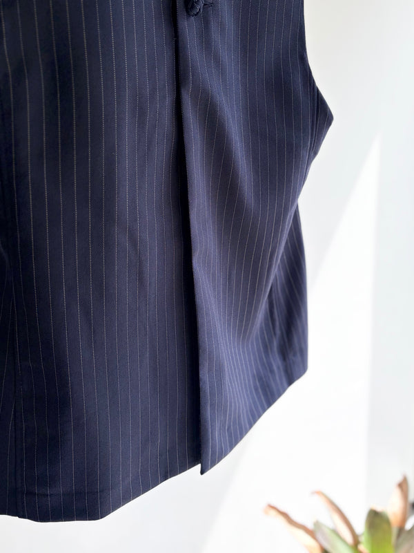 【 RhodolirioN 】CHANGE POCKET VEST - GABARDINE - / Navy Stripe