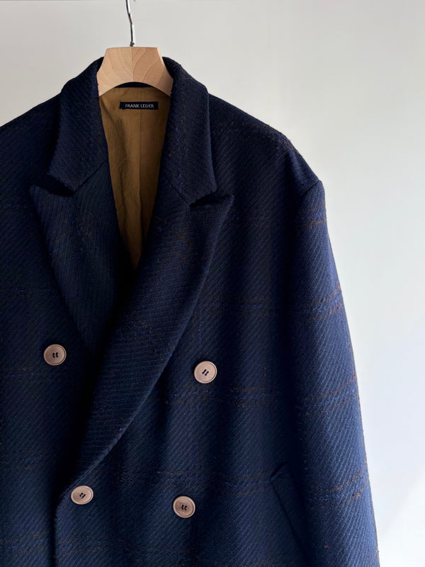 【frank leder / フランクリーダー】DOUBLE BREASTED COAT  - NAVY CHEQUERED WOOL -  / Navy Check