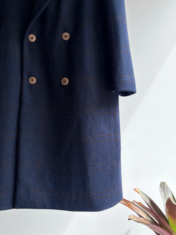 【frank leder / フランクリーダー】DOUBLE BREASTED COAT  - NAVY CHEQUERED WOOL -  / Navy Check