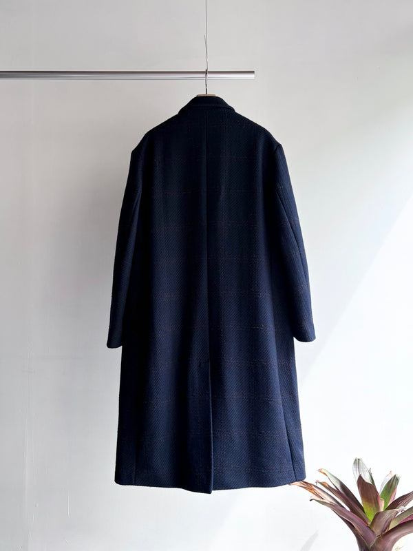 【frank leder / フランクリーダー】DOUBLE BREASTED COAT  - NAVY CHEQUERED WOOL -  / Navy Check