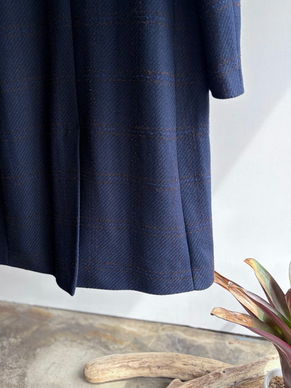 【frank leder / フランクリーダー】DOUBLE BREASTED COAT  - NAVY CHEQUERED WOOL -  / Navy Check