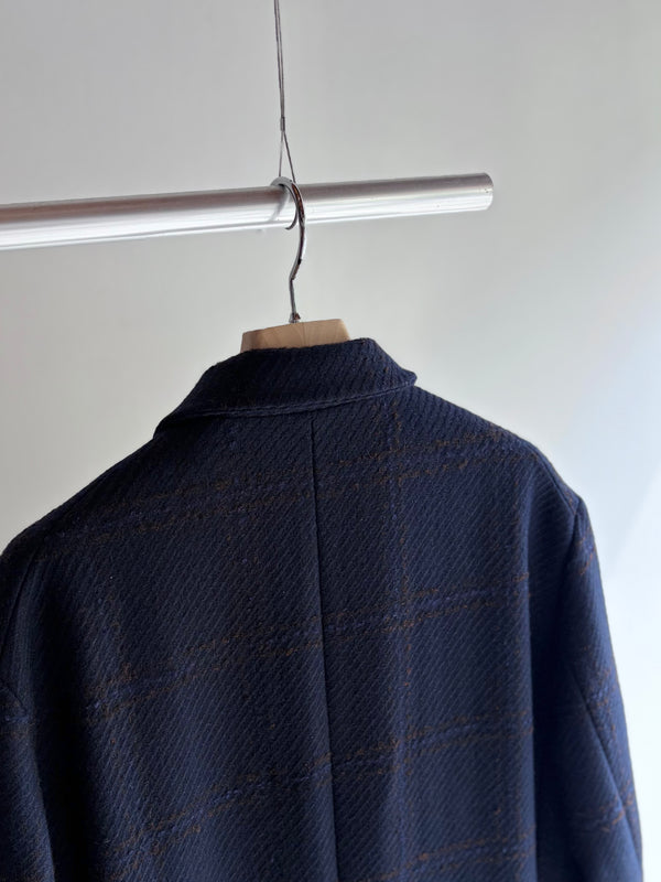 【frank leder / フランクリーダー】DOUBLE BREASTED COAT  - NAVY CHEQUERED WOOL -  / Navy Check