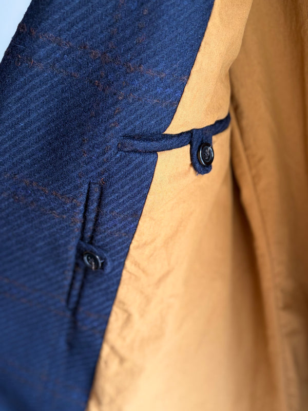 【frank leder / フランクリーダー】DOUBLE BREASTED COAT  - NAVY CHEQUERED WOOL -  / Navy Check