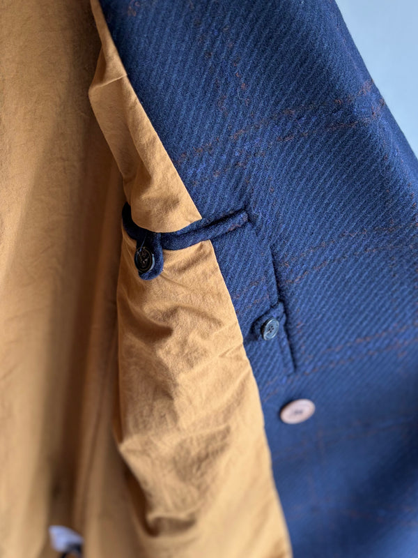 【frank leder / フランクリーダー】DOUBLE BREASTED COAT  - NAVY CHEQUERED WOOL -  / Navy Check