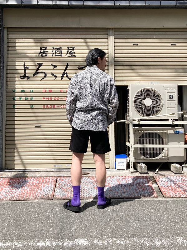 【m's braque】OVER SIZED STAND COLLAR SHIRTS / Black & White