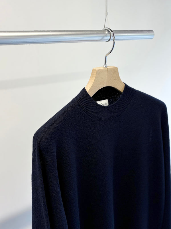 【 RhodolirioN 】CONVERTIBLE KNIT SWEATER - BOILED KNIT - / Dk.Navy