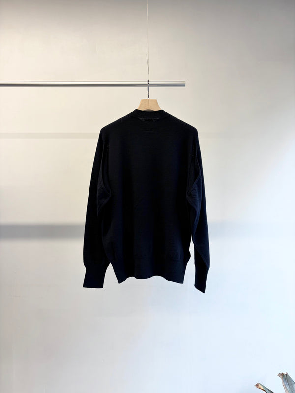 【 RhodolirioN 】CONVERTIBLE KNIT SWEATER - BOILED KNIT - / Dk.Navy
