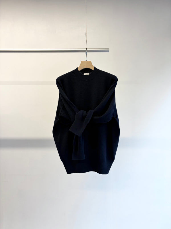 【 RhodolirioN 】CONVERTIBLE KNIT SWEATER - BOILED KNIT - / Dk.Navy