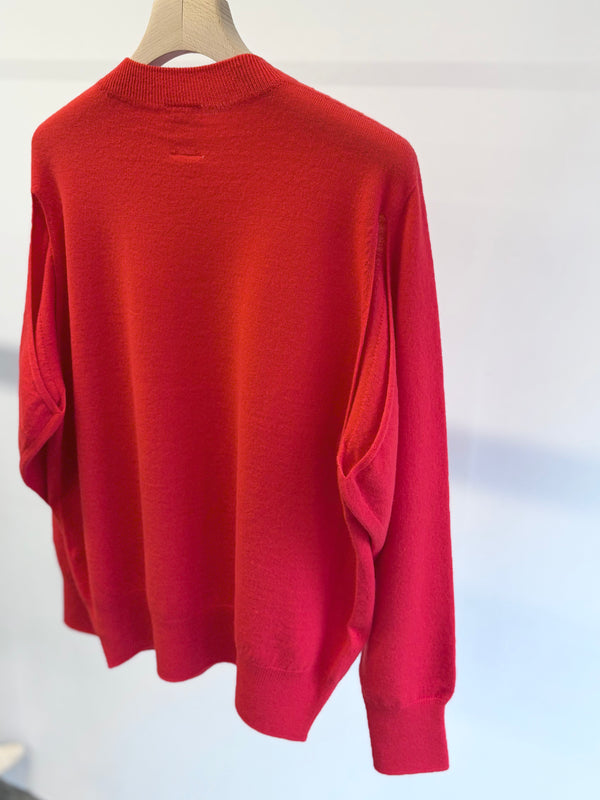 【 RhodolirioN 】CONVERTIBLE KNIT SWEATER - BOILED KNIT - / Red