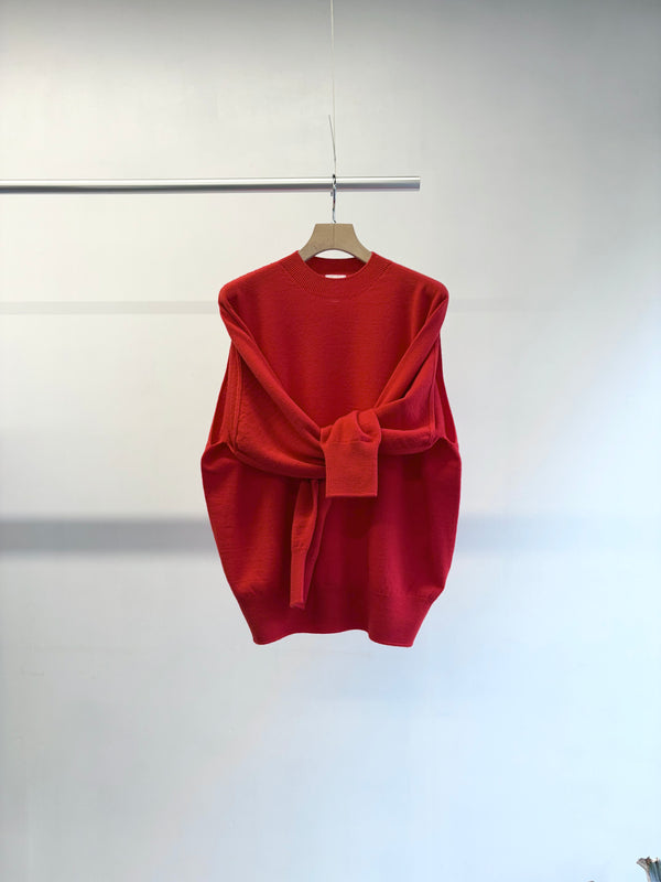 【 RhodolirioN 】CONVERTIBLE KNIT SWEATER - BOILED KNIT - / Red