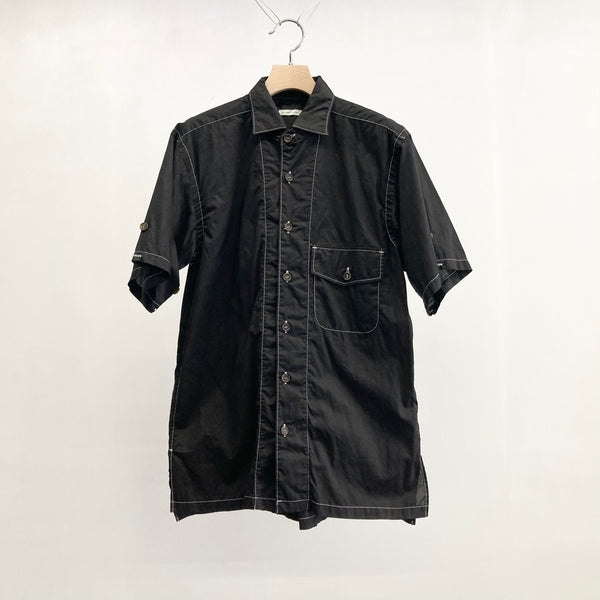 【YOTA TOKI】MILITARY SHORT SLEEVE SHIRT  / Black -Over Dye-