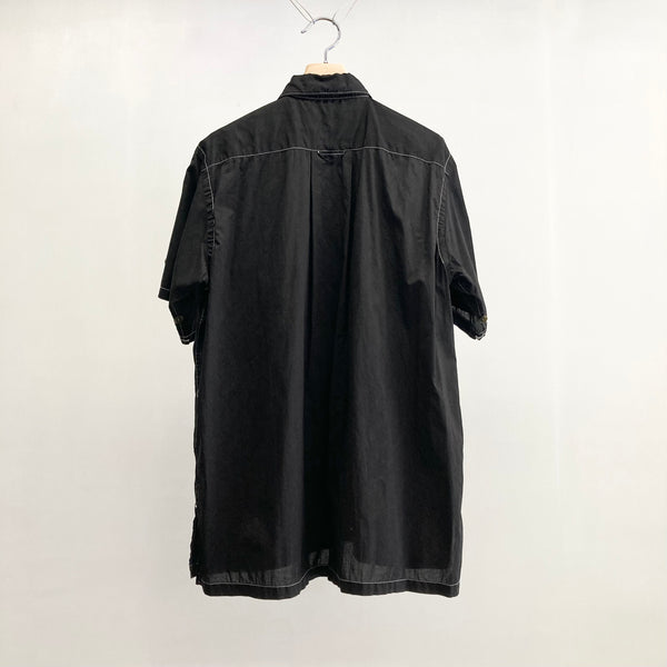 【YOTA TOKI】MILITARY SHORT SLEEVE SHIRT  / Black -Over Dye-