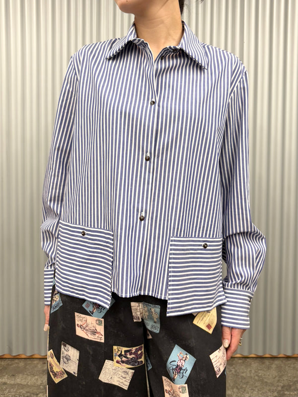 【 BALIA / バーリア 】STRIPE BOX SHORT SHIRT  / Blue Stripe