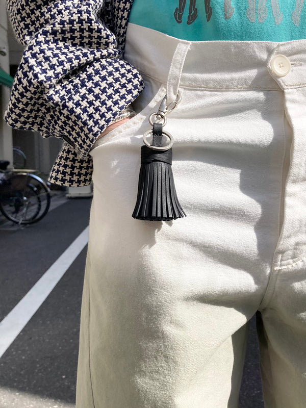 【hobo】TASSEL KEY RING  - COW LEATHER - / Black