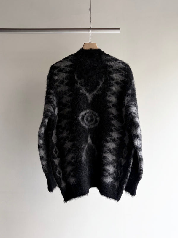 【 South2 West8 】V-NECK CARDIGAN SWEATER - SKULL&TARGET - / Black