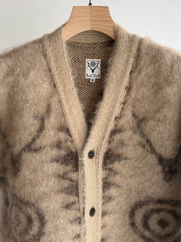 【 South2 West8 】V-NECK CARDIGAN SWEATER - SKULL&TARGET - / Beige