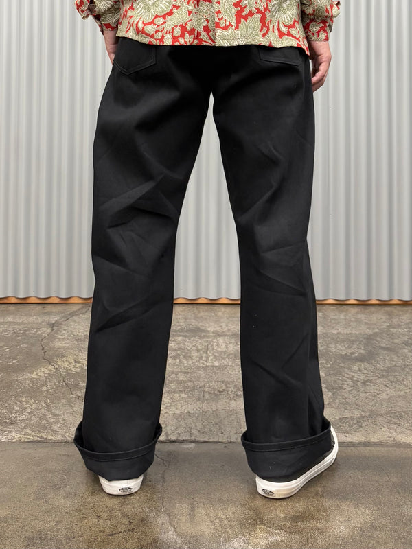 【ES : S】SUPER WIDE CINCH BACK JEANS / Black Rigid