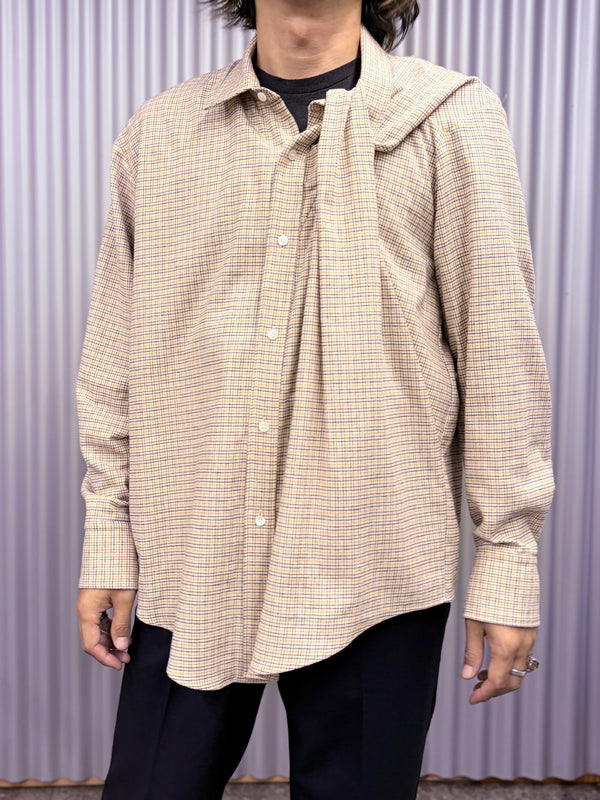 【 HOMMENA 】UNDONE SHIRT / White Check