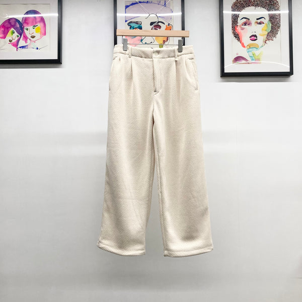 【CURLY】MOLLE YARN TWILL KNIT WIDE PANTS / Ivory