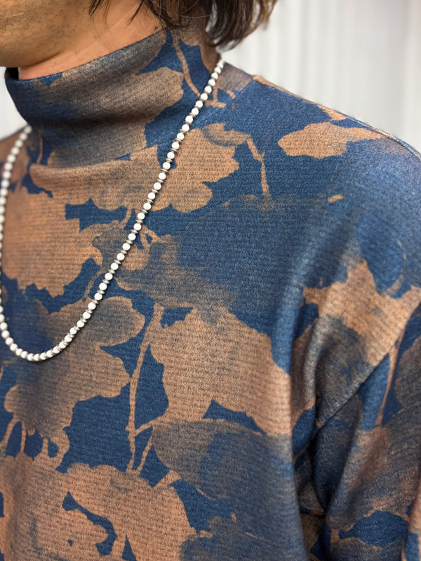 【m's braque】HIGH NECK LONG SLEEVE PULLOVER / Sumi Floral Camo