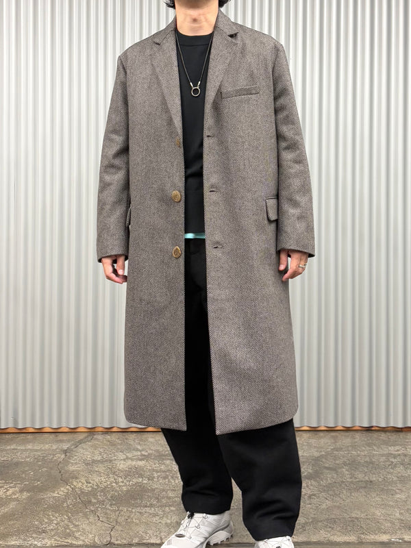 【frank leder / フランクリーダー】GREY PATTERNED WOOL COAT / Light Grey