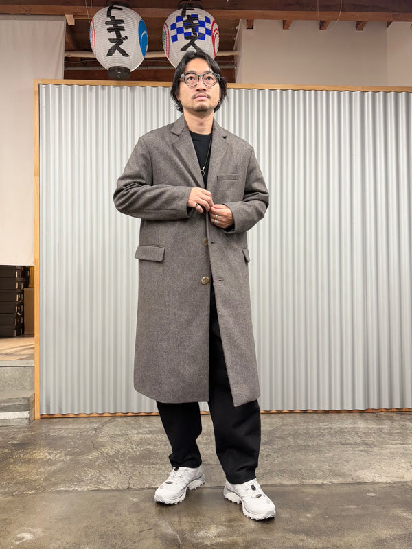 【frank leder / フランクリーダー】GREY PATTERNED WOOL COAT / Light Grey