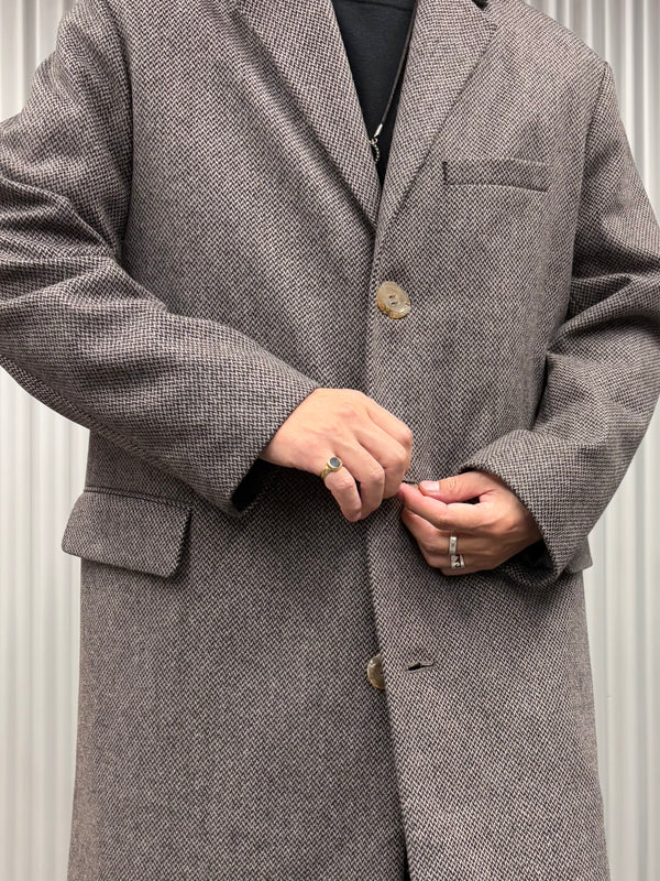 【frank leder / フランクリーダー】GREY PATTERNED WOOL COAT / Light Grey