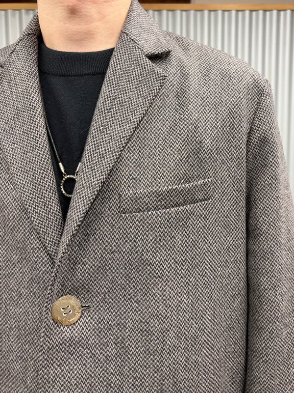 【frank leder / フランクリーダー】GREY PATTERNED WOOL COAT / Light Grey