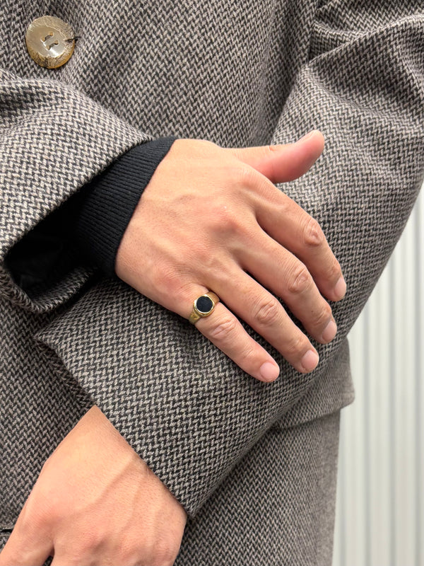 【END CUSTOM JEWELLERS】GENTA RING FOR PINKY - SQUARE ONYX - / Gold