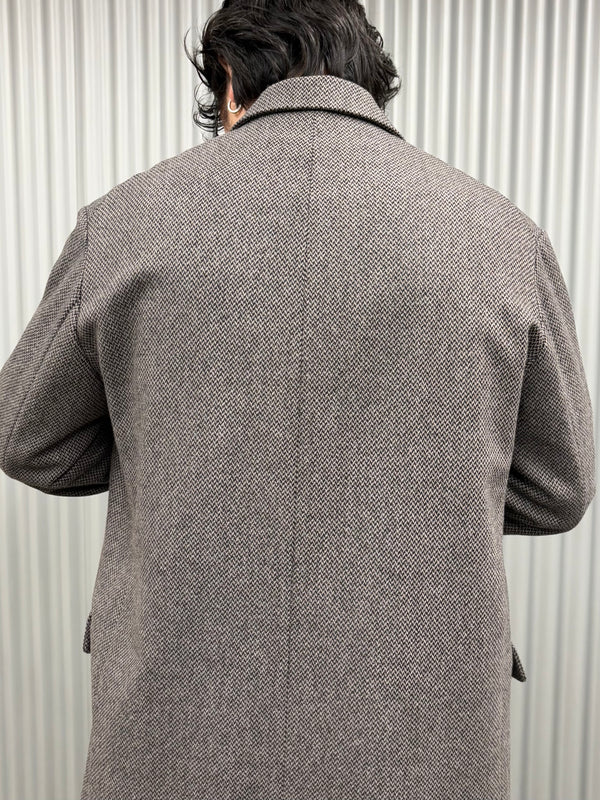 【frank leder / フランクリーダー】GREY PATTERNED WOOL COAT / Light Grey