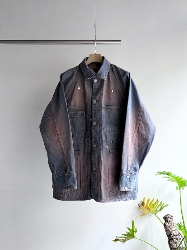 【 HOMMENA 】CRUMPED DENIM JACKET / Pink